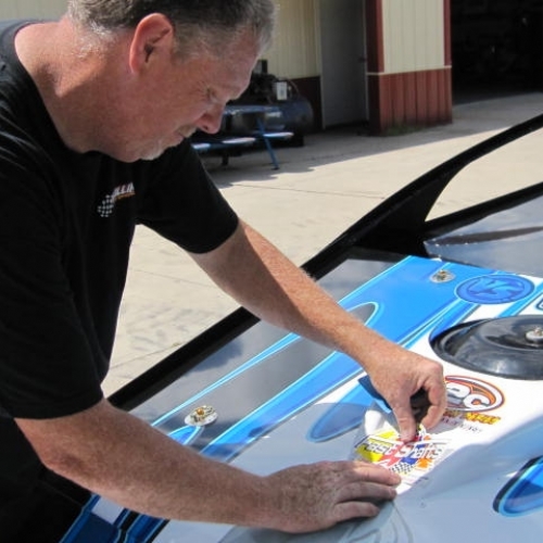 Dave adding the Fast Shafts decal